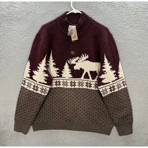 Duluth Sweater Adult XL Multicolor Fair Isle Knit 100% Shetland Wool Mens NEW